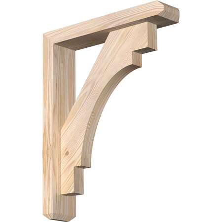 Ekena Millwork Merced Craftsman Smooth Bracket w/ Offset Brace, Douglas Fir, 3 1/2"W x 16"D x 20"H BKT0402X16X20MRC04SDF
